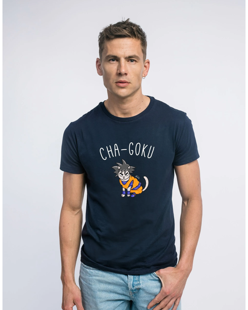 TSHIRT NAVY HOMME CHAT GOKU