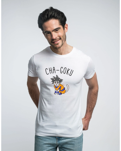 TSHIRT BLANC HOMME CHAT GOKU